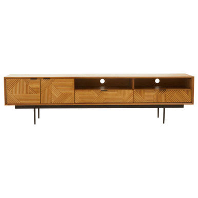 Jakara Natural Wood Finish Carved Media Unit