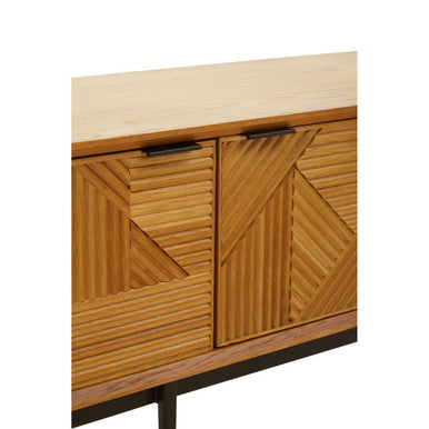 Jakara Natural Wood Finish Carved Media Unit