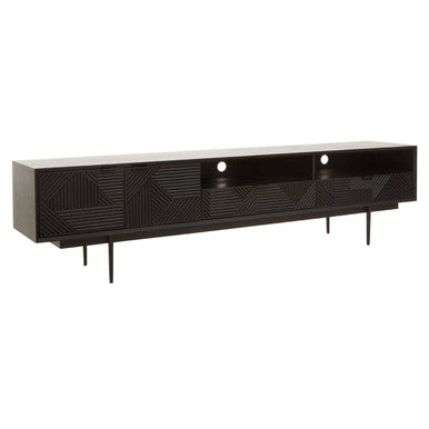 Jakara Black Wood Finish Carved Media Unit
