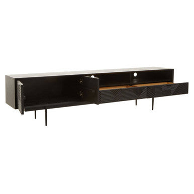 Jakara Black Wood Finish Carved Media Unit