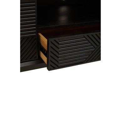 Jakara Black Wood Finish Carved Media Unit