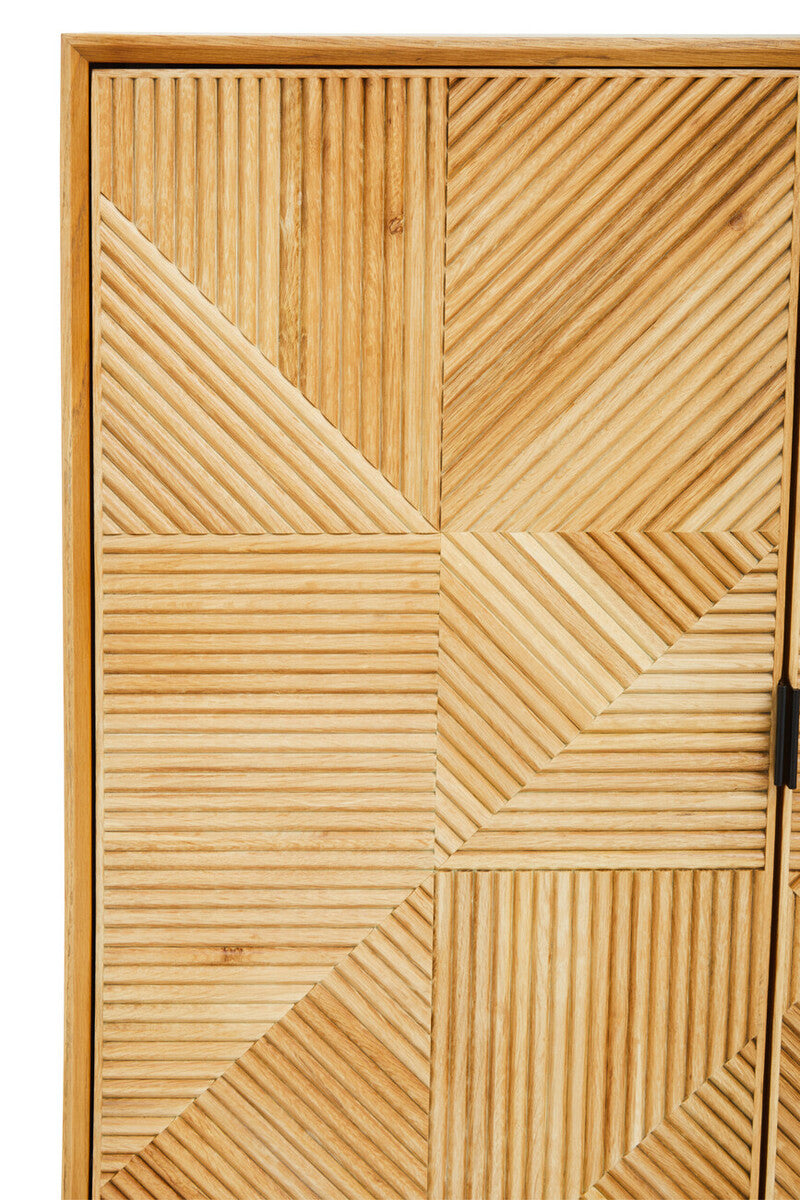 Jakara Natural Finish Oak Veneer Cabinet with Drawers