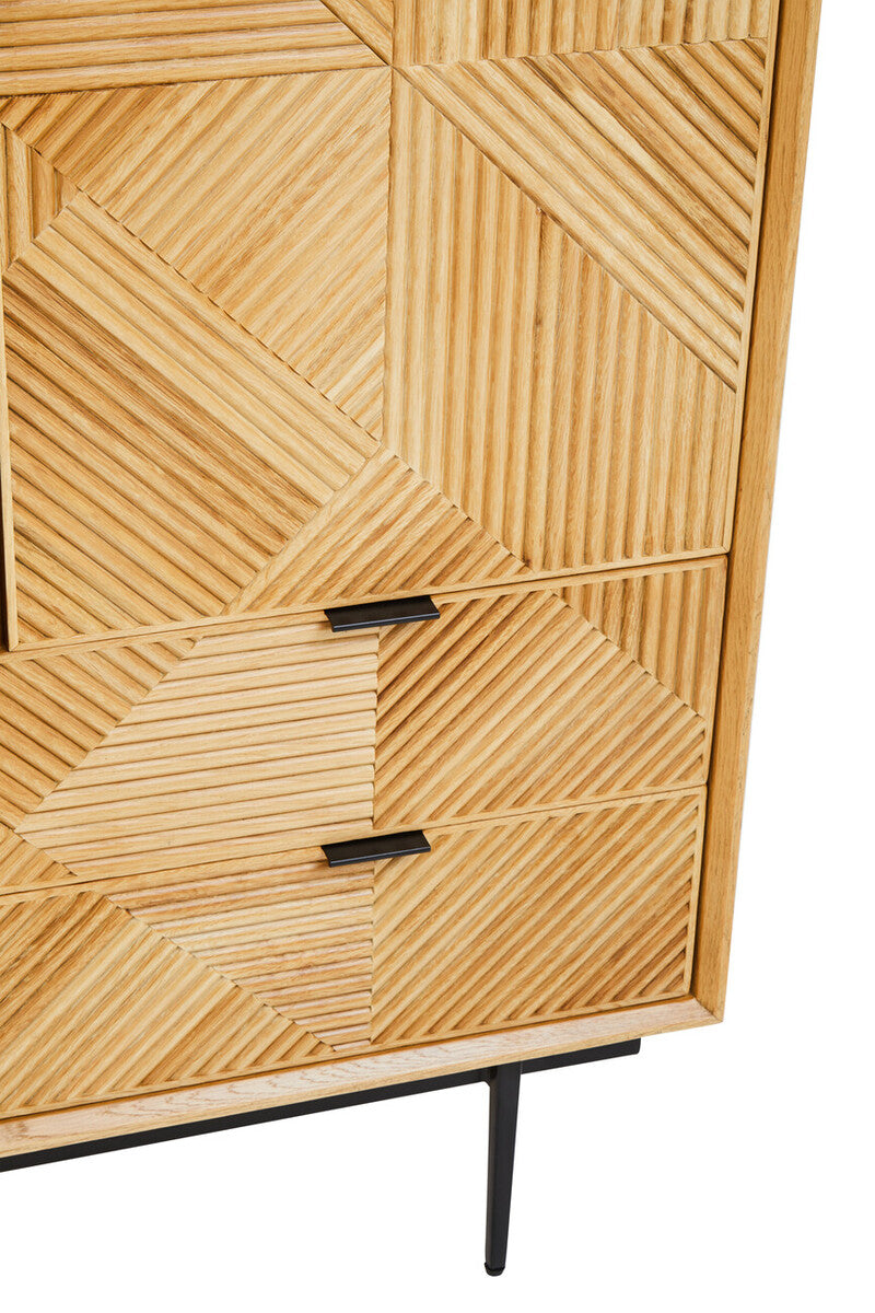 Jakara Natural Finish Oak Veneer Cabinet with Drawers