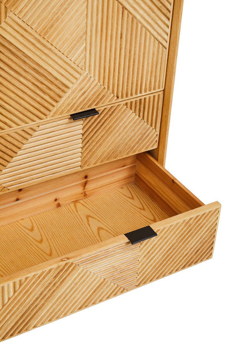 Jakara Natural Finish Oak Veneer Cabinet with Drawers