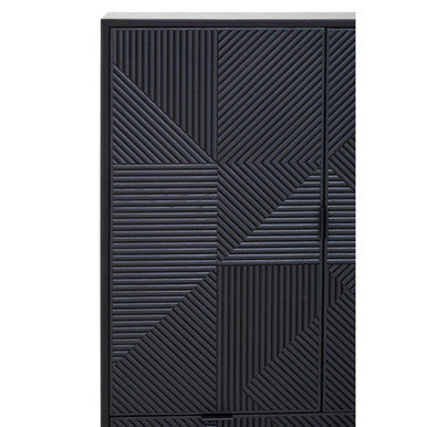 Jakara Black Wood Finish Carved Cabinet