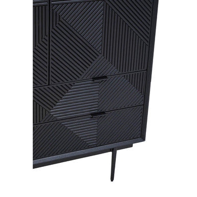Jakara Black Wood Finish Carved Cabinet