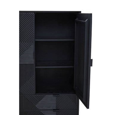 Jakara Black Wood Finish Carved Cabinet