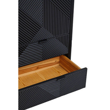 Jakara Black Wood Finish Carved Cabinet