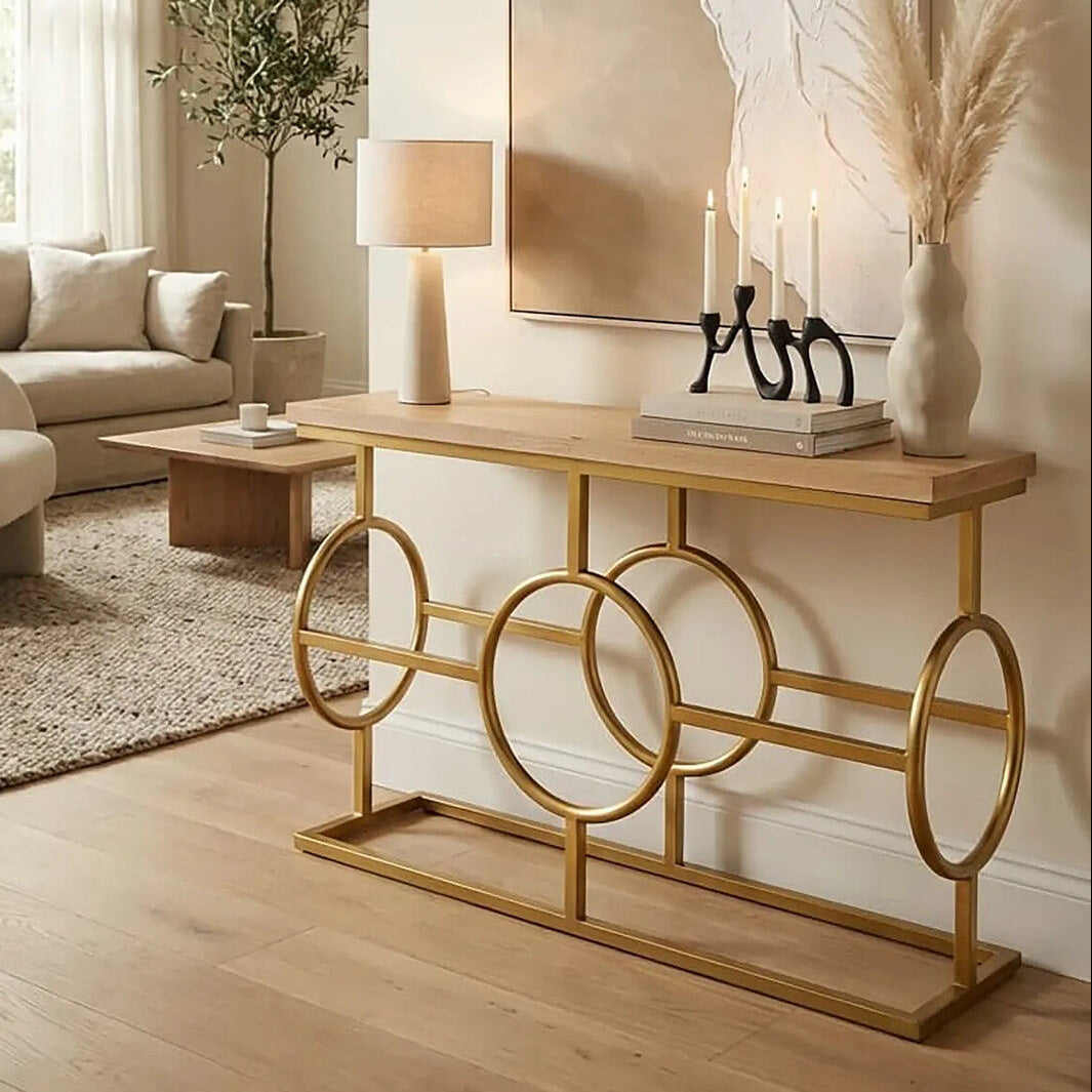 Jarloi Natural Oak Wood Console Table