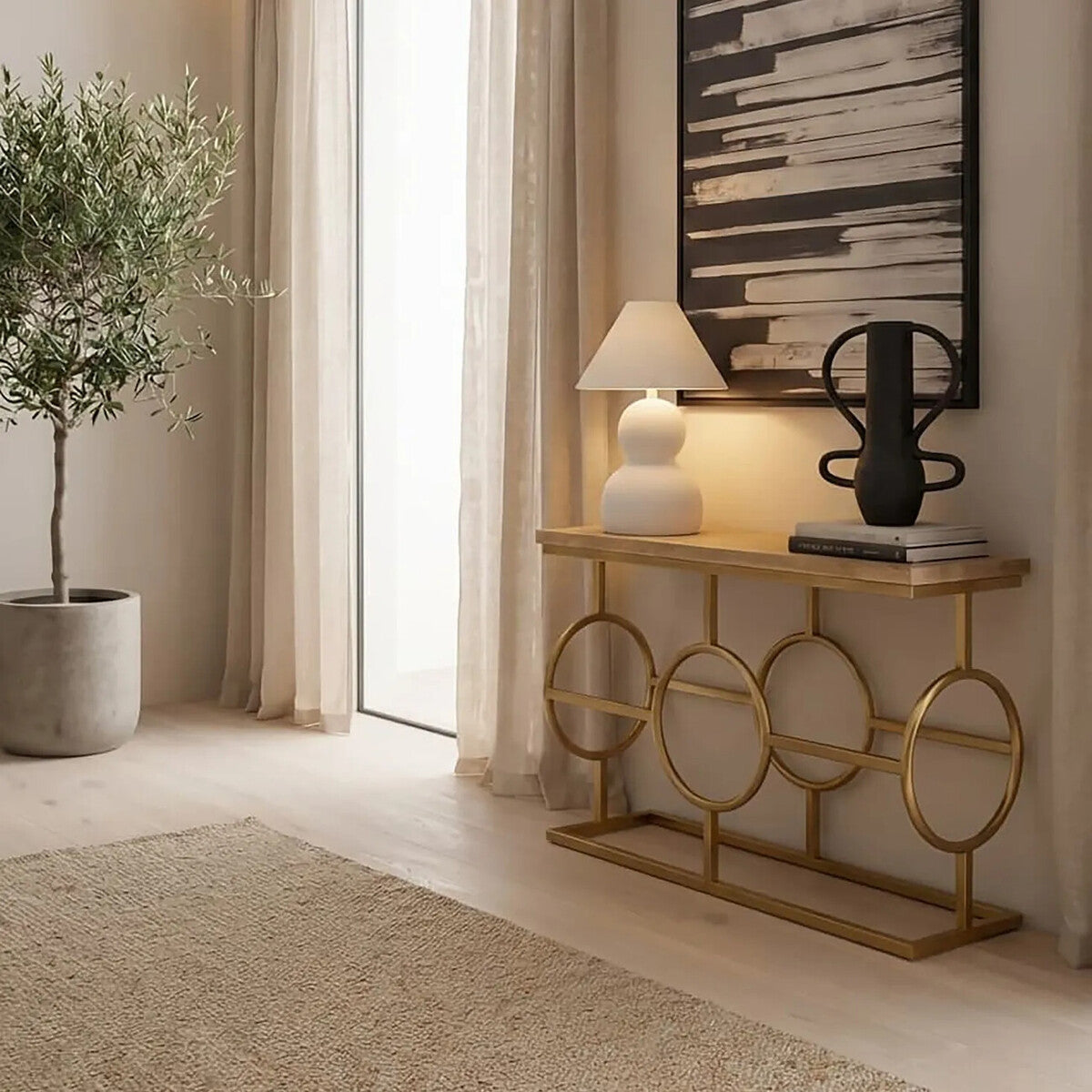 Jarloi Natural Oak Wood Console Table