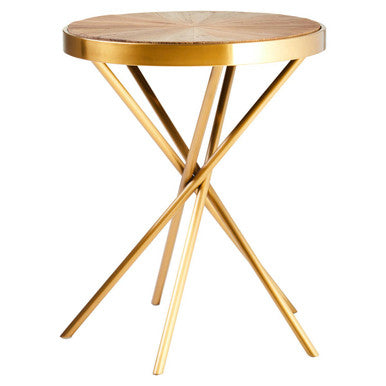 Jana Natural Wooden and Gold Finish Round Side Table