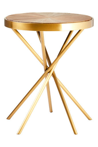 Jana Natural Wooden and Gold Finish Round Side Table