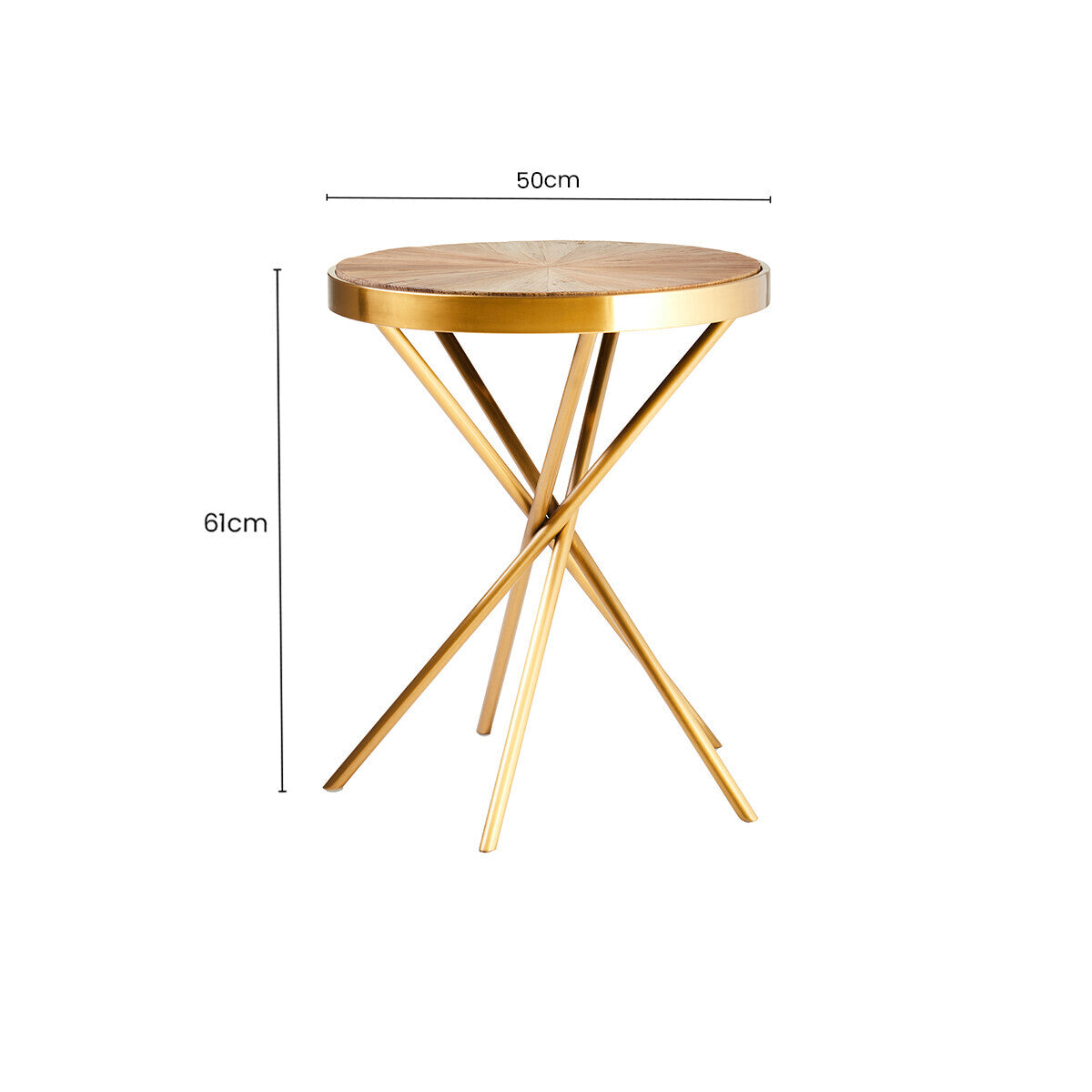 Jana Natural Wooden and Gold Finish Round Side Table