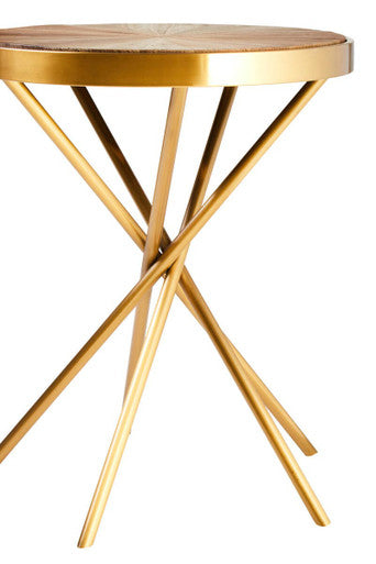 Jana Natural Wooden and Gold Finish Round Side Table