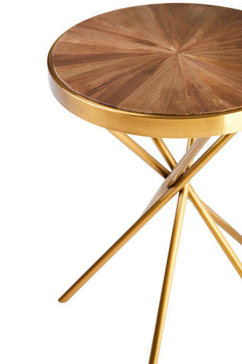 Jana Natural Wooden and Gold Finish Round Side Table