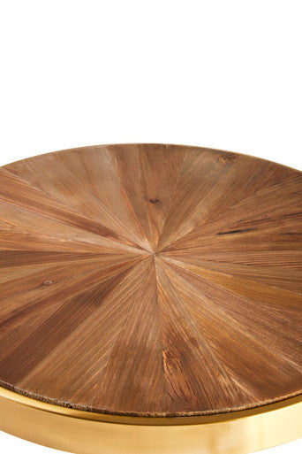 Jana Natural Wooden and Gold Finish Round Side Table