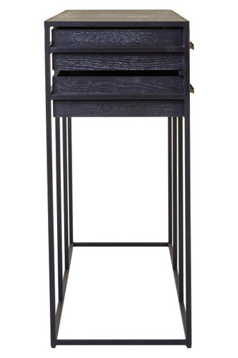Judd Black Oak Veneer 6 Drawer Console Table