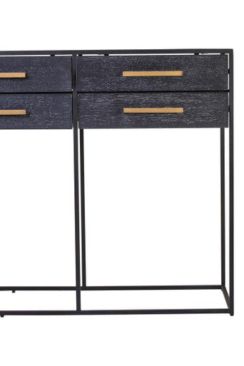 Judd Black Oak Veneer 6 Drawer Console Table