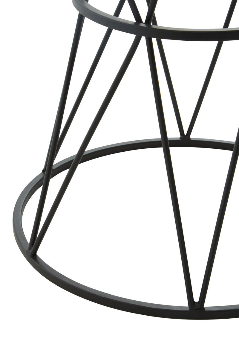 Shalimar White Marble and Black Finish Side Table with Hourglass Base