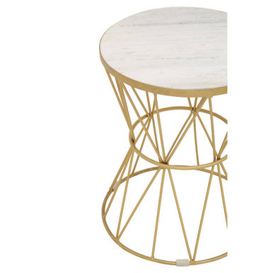 Rabia White Marble Round Side Table