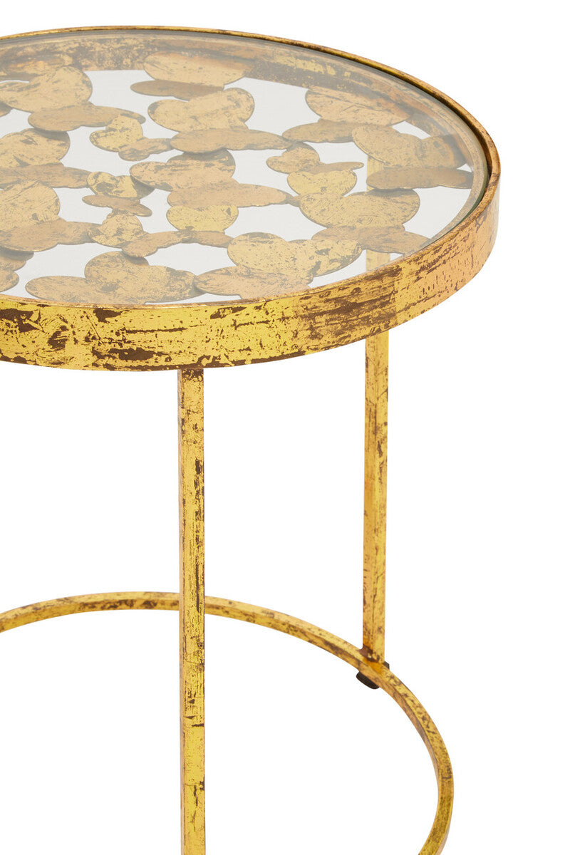 Rabia Clear Glass and Gold Finish Butterfly Design Side Table