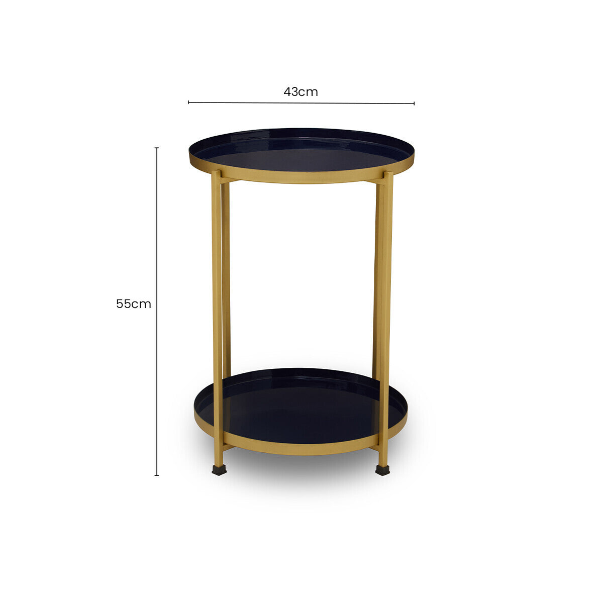 Rabia Blue and Brass Finish 2 Tier Side Table