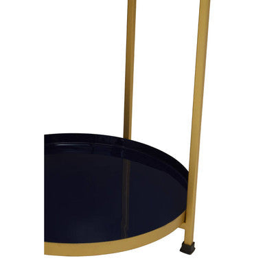 Rabia Blue and Brass Finish 2 Tier Side Table
