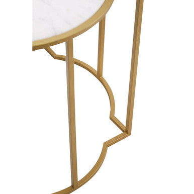 Rabia White Marble and Brass Finish Set of 2 Side Tables