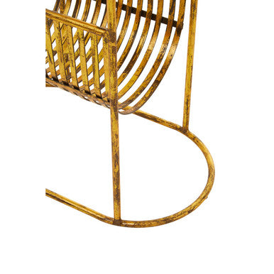 Rabia White Marble and Gold Finish Side Table with Magazine Rack