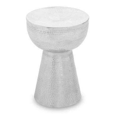 Rabia Nickel Finish Hammered Metal Side Table
