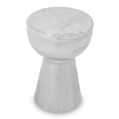 Rabia Nickel Finish Hammered Metal Side Table
