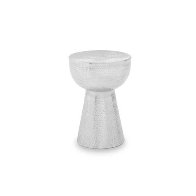 Rabia Nickel Finish Hammered Metal Side Table