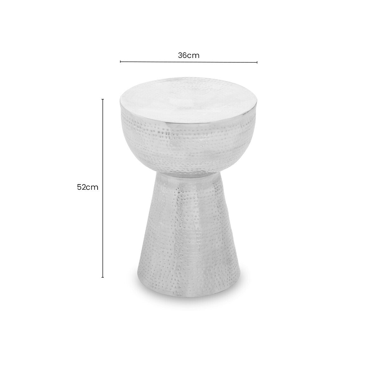 Rabia Nickel Finish Hammered Metal Side Table