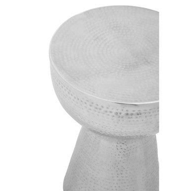 Rabia Nickel Finish Hammered Metal Side Table