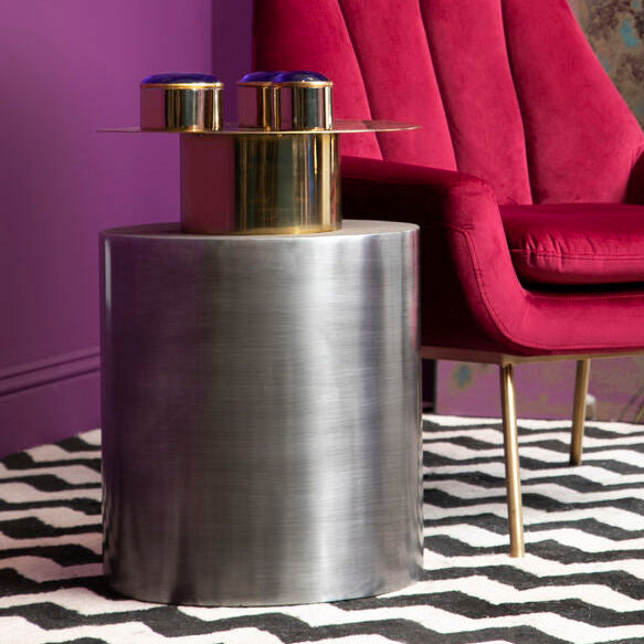 Rabia Gold and Antique Zinc Finish Side Table
