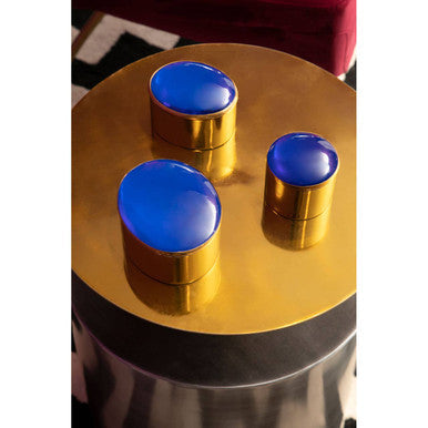 Rabia Gold and Antique Zinc Finish Side Table