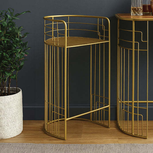 Rabia Gold Finish Wire Frame Bar Chair