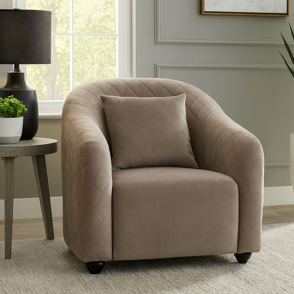 Fifi Light Grey Cotton Velvet Chair