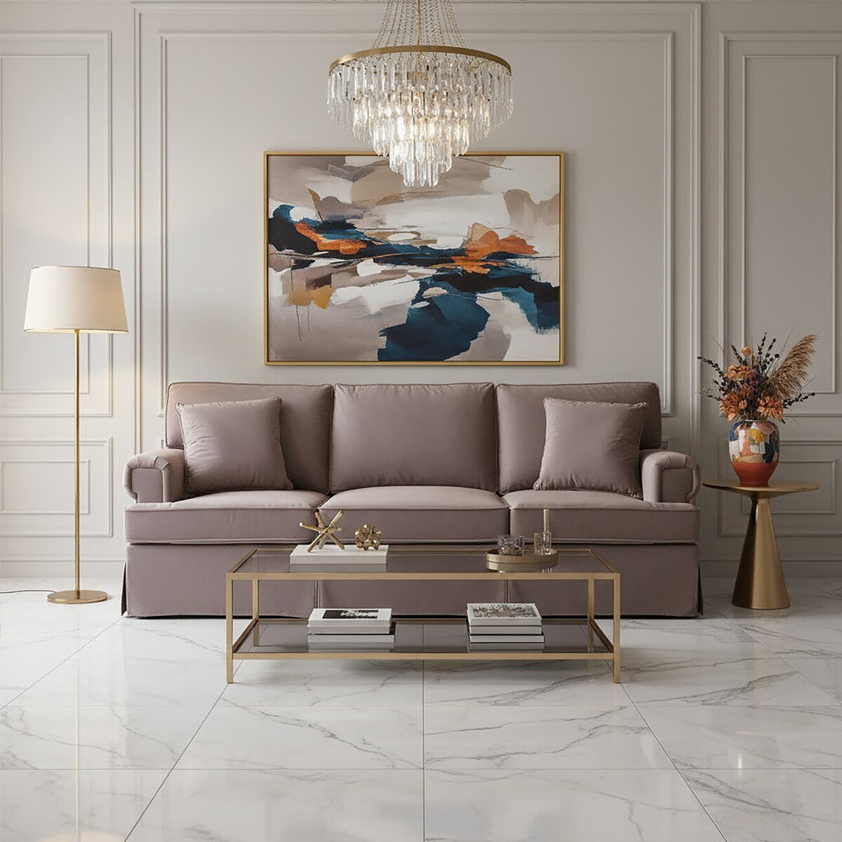Ralph Mink Velvet 3 Seater Sofa