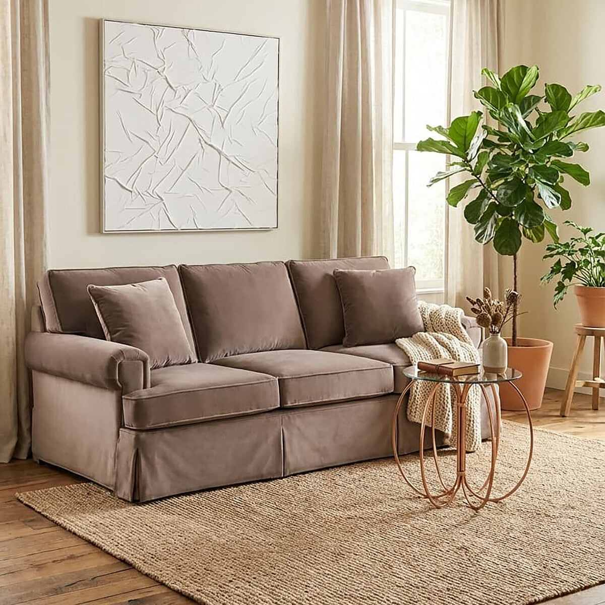 Ralph Mink Velvet 3 Seater Sofa