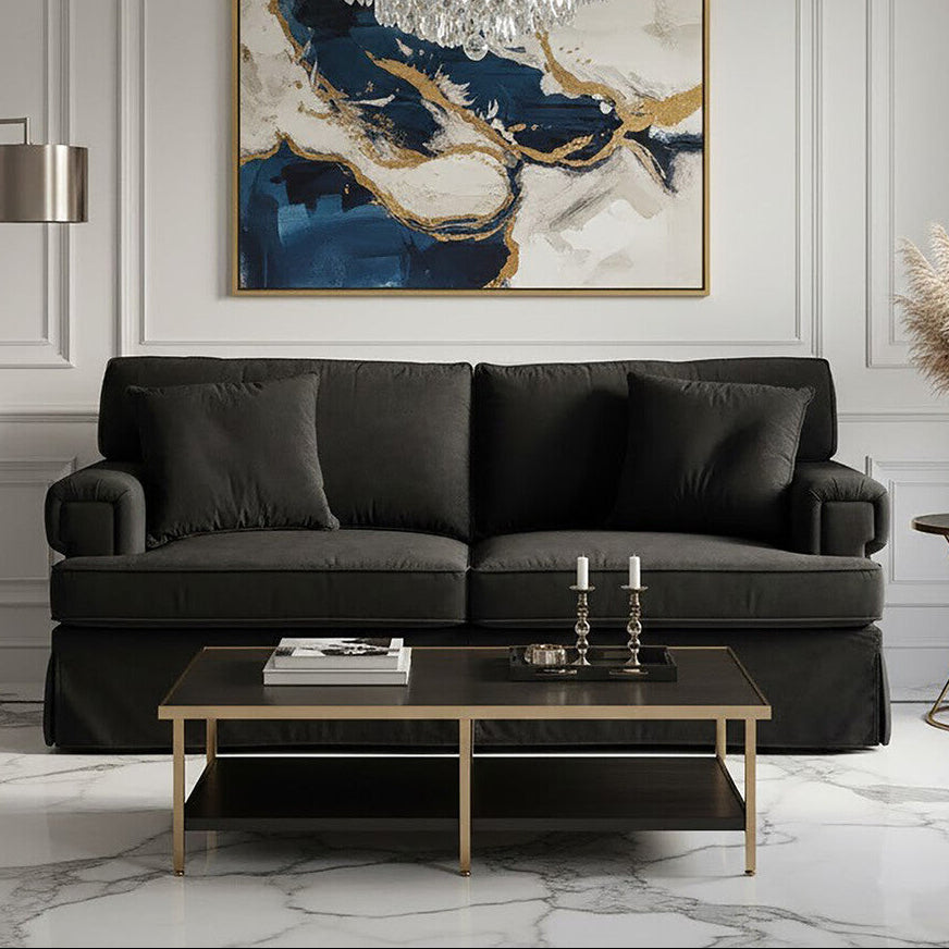 Ralph Black Velvet 2 Seater Sofa