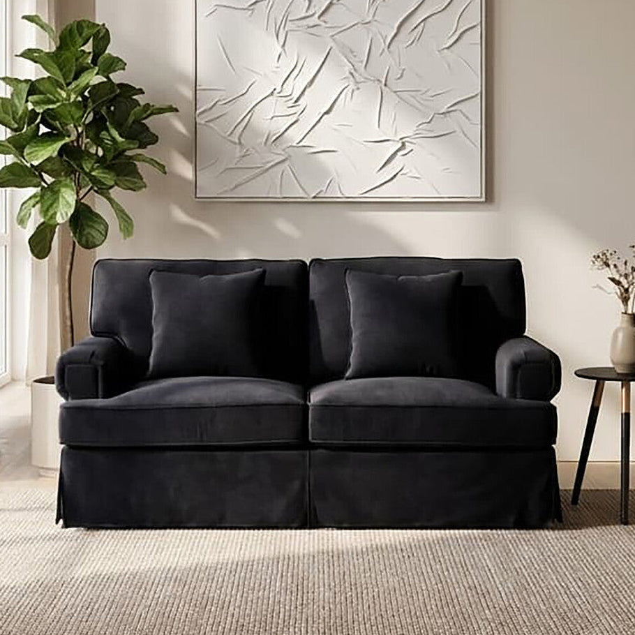 Ralph Black Velvet 2 Seater Sofa