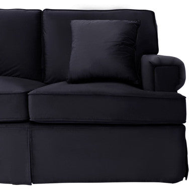 Ralph Black Velvet 3 Seater Right Hand Chaise Sofa