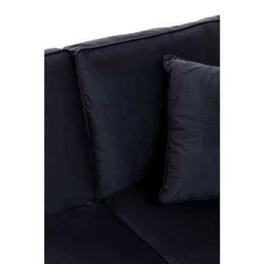 Ralph Black Velvet 3 Seater Right Hand Chaise Sofa