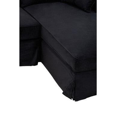 Ralph Black Velvet 3 Seater Right Hand Chaise Sofa