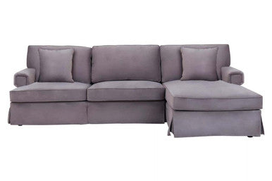 Ralph Grey Velvet 3 Seater Right Hand Chaise Sofa