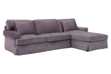 Ralph Grey Velvet 3 Seater Right Hand Chaise Sofa