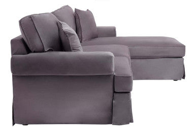 Ralph Grey Velvet 3 Seater Right Hand Chaise Sofa