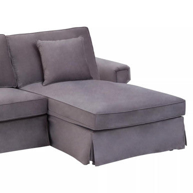 Ralph Grey Velvet 3 Seater Right Hand Chaise Sofa