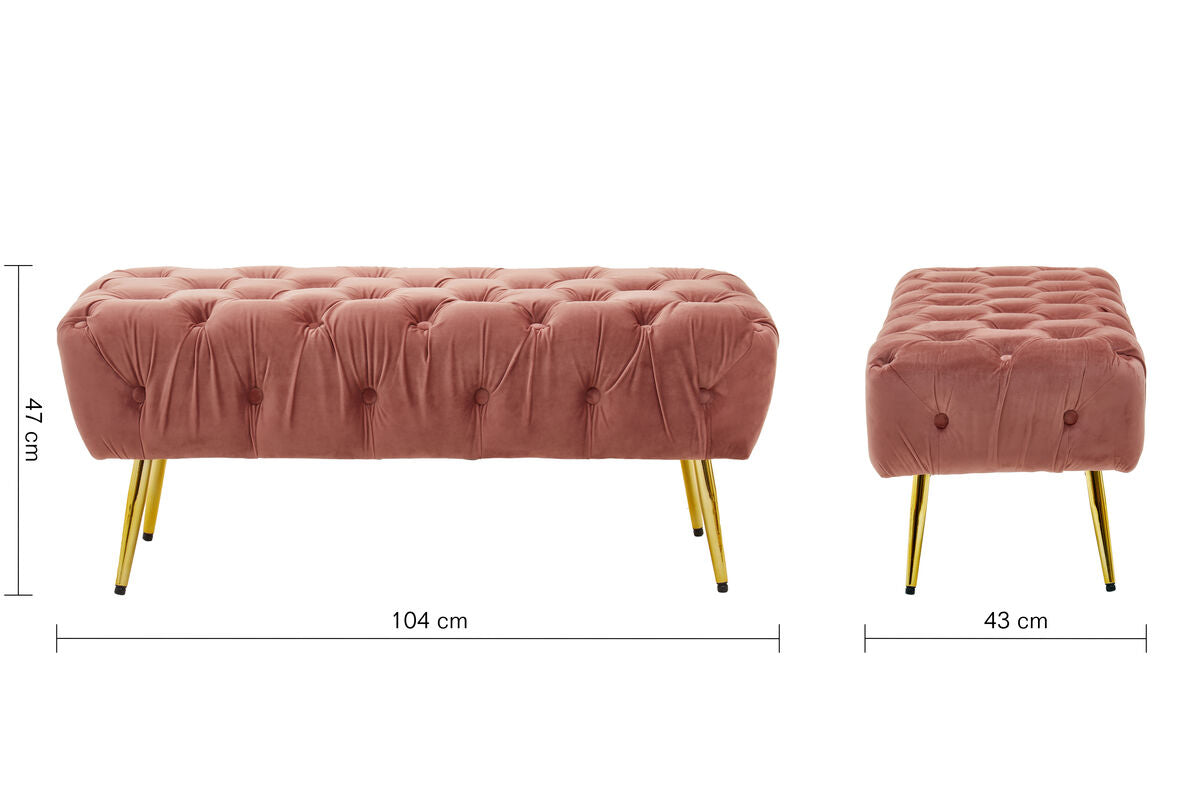 Tamra Dusty Pink Velvet Bench